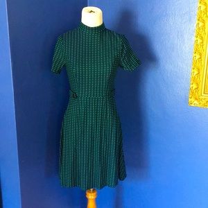 Modcloth mod retro 60s style dress green and blue windowpane print